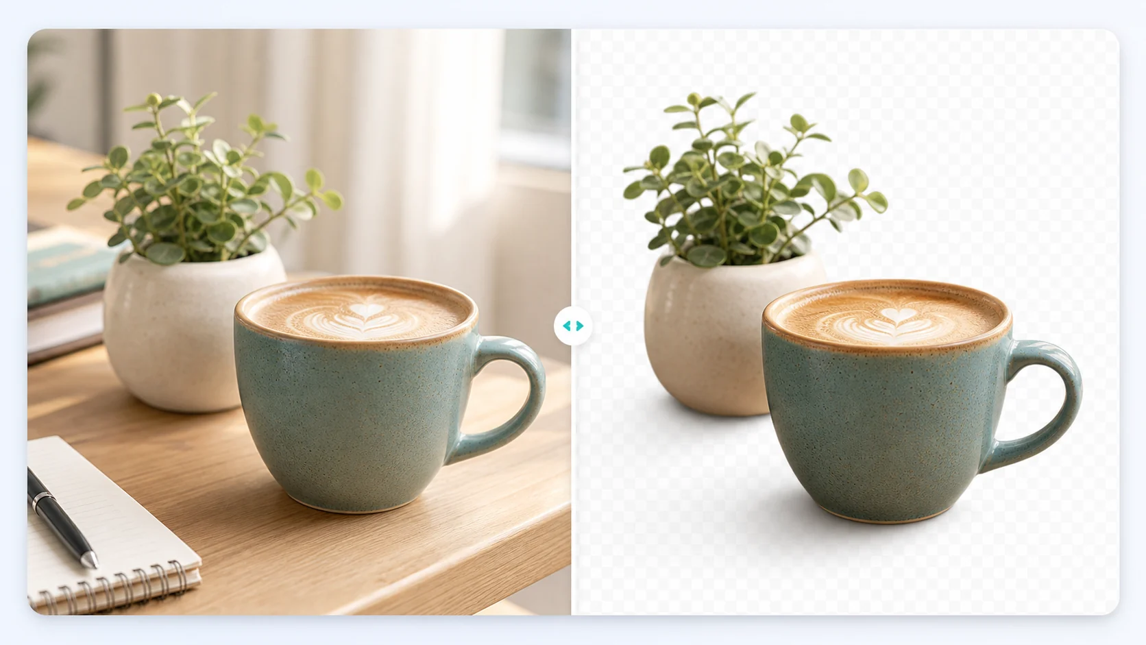 AI background remover before and after product photo
