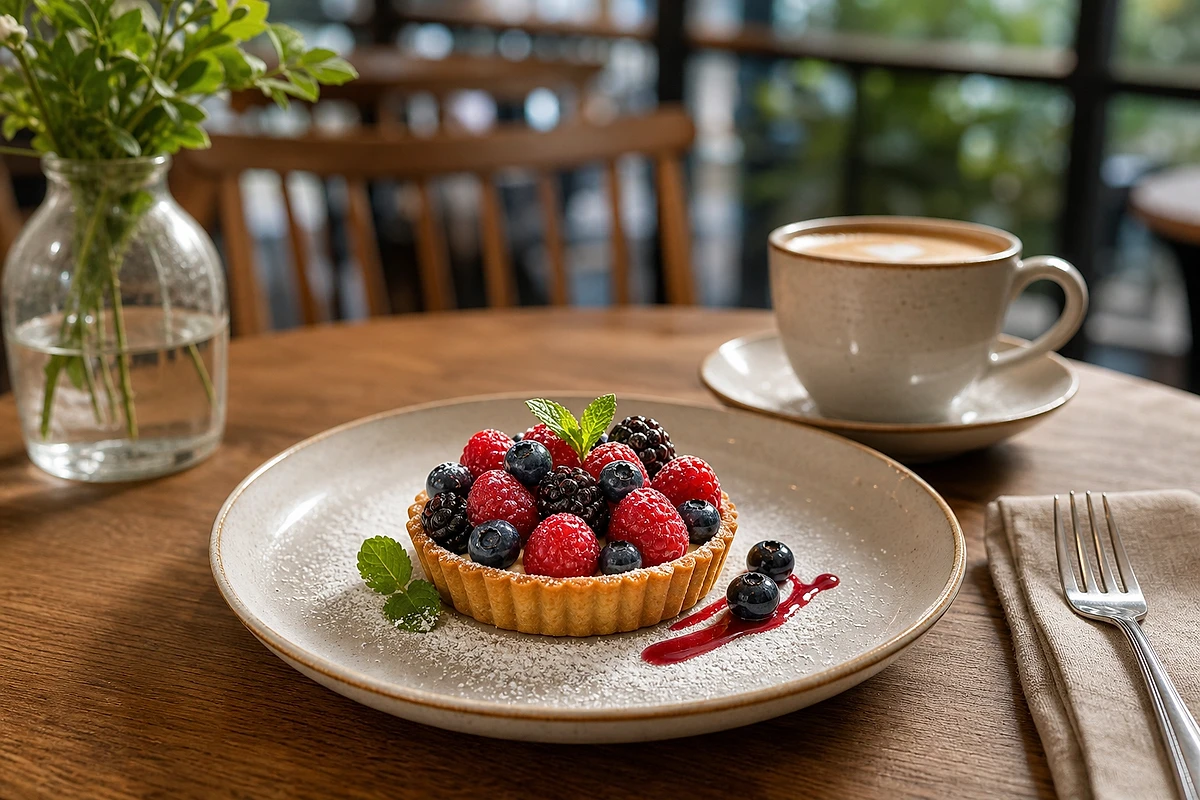 Dessert photo before and after AI image upscaler after AI cleanup