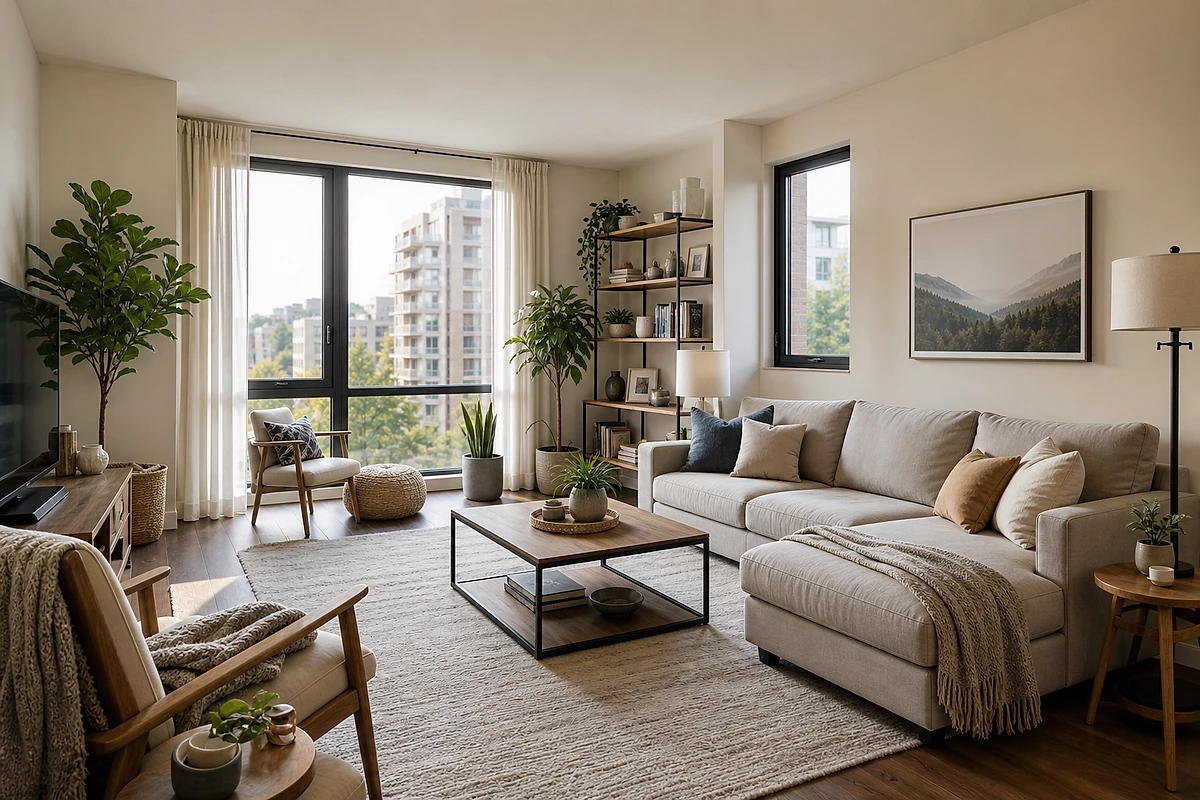 Interior photo before and after AI upscale after AI cleanup