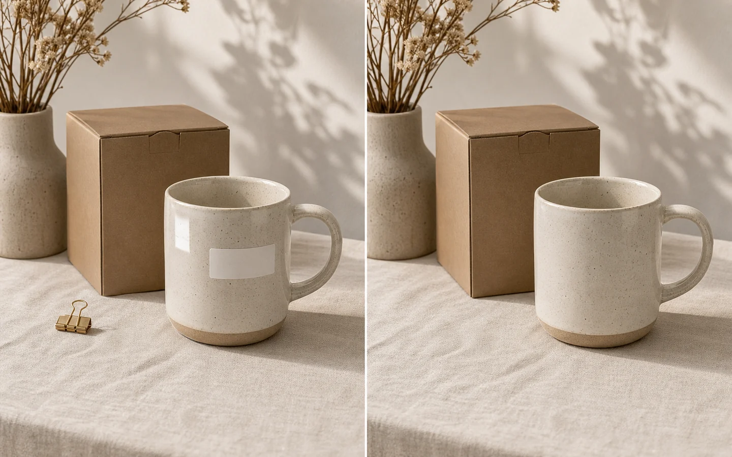 Before and after product photo cleanup with Magic Eraser