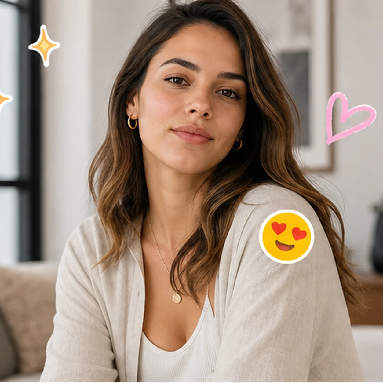Portrait sample for removing stickers, emoji, and face marks