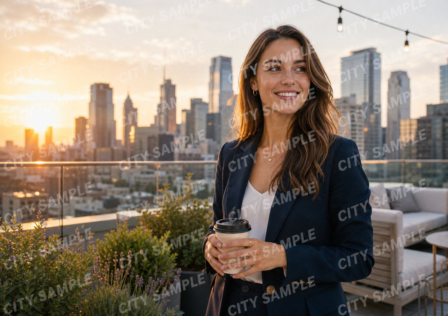 Landscape test image with repeated diagonal text watermark